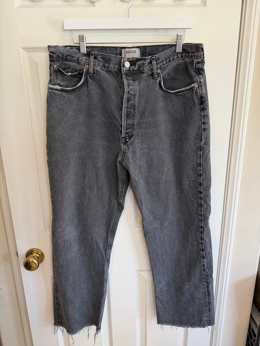 Agolde 90s Pinch Distressed Straight Leg Jeans Size 33 Raw Hem Good Condition
